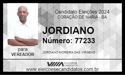 Candidato JORDIANO 2024 - CORAÇÃO DE MARIA - Eleições