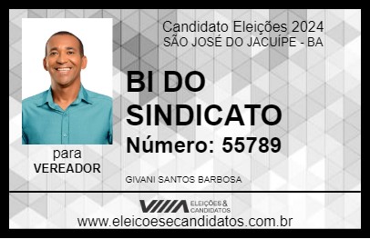 Candidato BI DO SINDICATO 2024 - SÃO JOSÉ DO JACUÍPE - Eleições