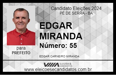 Candidato EDGAR MIRANDA 2024 - PÉ DE SERRA - Eleições