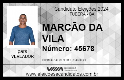 Candidato MARCÃO DA VILA 2024 - ITUBERÁ - Eleições