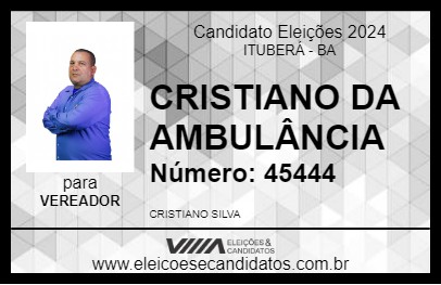 Candidato CRISTIANO DA AMBULÂNCIA 2024 - ITUBERÁ - Eleições