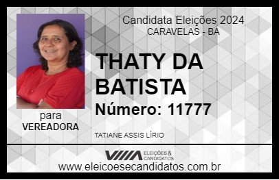 Candidato THATY DA BATISTA 2024 - CARAVELAS - Eleições