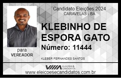 Candidato KLEBINHO DE ESPORA GATO 2024 - CARAVELAS - Eleições