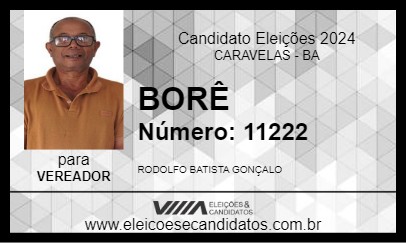 Candidato BORÊ 2024 - CARAVELAS - Eleições