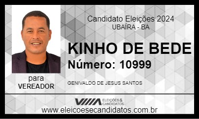 Candidato KINHO DE BEDE 2024 - UBAÍRA - Eleições