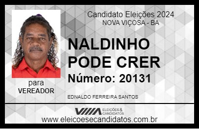 Candidato NADINHO PODE CRER 2024 - NOVA VIÇOSA - Eleições