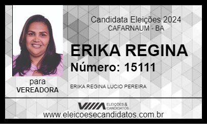 Candidato ERIKA REGINA 2024 - CAFARNAUM - Eleições