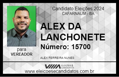 Candidato ALEX DA LANCHONETE 2024 - CAFARNAUM - Eleições