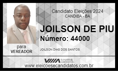 Candidato JOILSON DE PIU 2024 - CANDIBA - Eleições