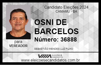 Candidato OSNI DE BARCELOS 2024 - CAMAMU - Eleições