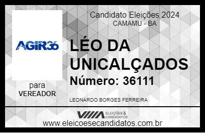 Candidato LÉO DA UNICALÇADOS 2024 - CAMAMU - Eleições