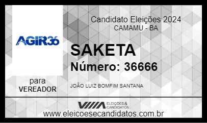 Candidato SAKETA 2024 - CAMAMU - Eleições