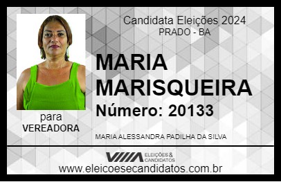 Candidato MARIA MARISQUEIRA 2024 - PRADO - Eleições