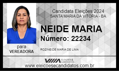 Candidato NEIDE MARIA 2024 - SANTA MARIA DA VITÓRIA - Eleições