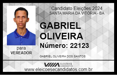 Candidato GABRIEL OLIVEIRA 2024 - SANTA MARIA DA VITÓRIA - Eleições