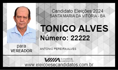 Candidato TONICO ALVES 2024 - SANTA MARIA DA VITÓRIA - Eleições