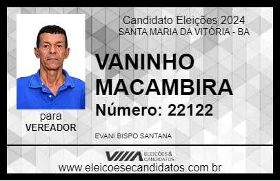 Candidato VANINHO MACAMBIRA 2024 - SANTA MARIA DA VITÓRIA - Eleições