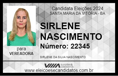 Candidato SIRLENE NASCIMENTO 2024 - SANTA MARIA DA VITÓRIA - Eleições