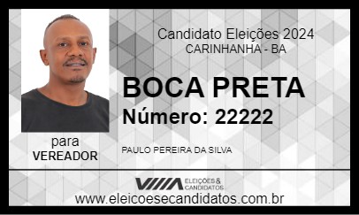 Candidato BOCA PRETA 2024 - CARINHANHA - Eleições