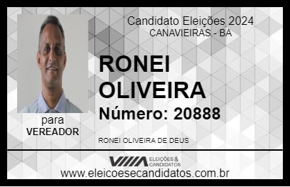 Candidato RONEI OLIVEIRA 2024 - CANAVIEIRAS - Eleições