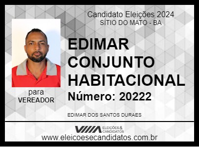 Candidato EDIMAR CONJUNTO HABITACIONAL 2024 - SÍTIO DO MATO - Eleições