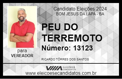 Candidato PEU DO TERREMOTO 2024 - BOM JESUS DA LAPA - Eleições