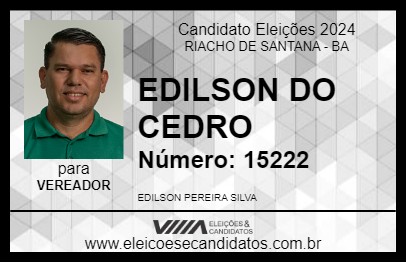 Candidato EDILSON DO CEDRO 2024 - RIACHO DE SANTANA - Eleições