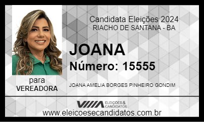 Candidato JOANA 2024 - RIACHO DE SANTANA - Eleições