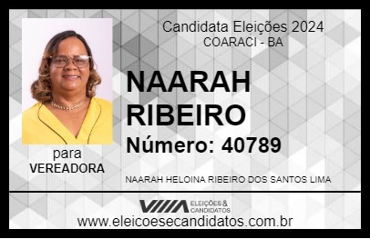 Candidato NAARAH RIBEIRO 2024 - COARACI - Eleições