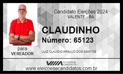 Candidato CLAUDINHO 2024 - VALENTE - Eleições