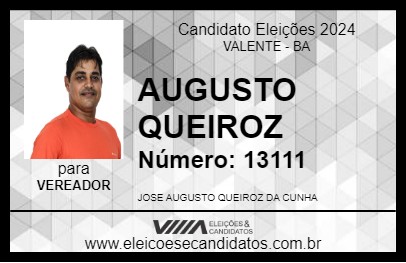 Candidato AUGUSTO QUEIROZ 2024 - VALENTE - Eleições