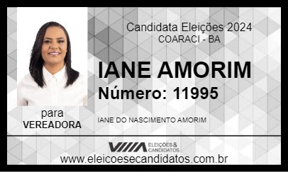 Candidato IANE AMORIM 2024 - COARACI - Eleições