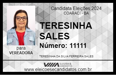 Candidato TERESINHA SALES 2024 - COARACI - Eleições