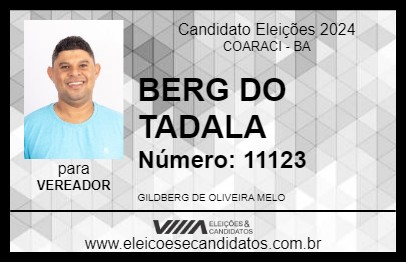 Candidato BERG DO TADALA 2024 - COARACI - Eleições