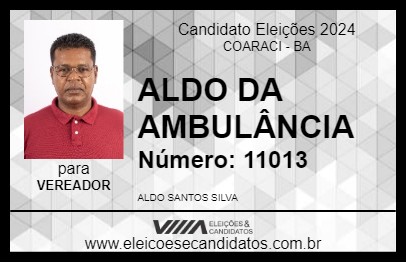 Candidato ALDO DA AMBULÂNCIA 2024 - COARACI - Eleições