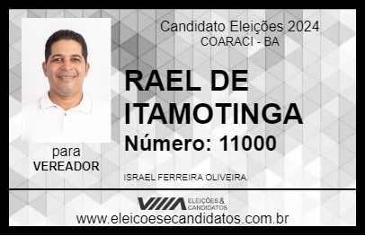 Candidato RAEL DE ITAMOTINGA 2024 - COARACI - Eleições