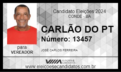 Candidato CARLÃO DO PT 2024 - CONDE - Eleições