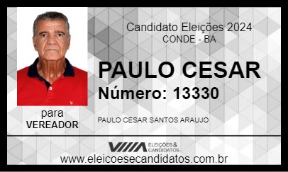 Candidato PAULO CESAR 2024 - CONDE - Eleições