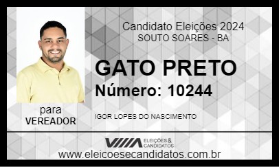 Candidato GATO PRETO 2024 - SOUTO SOARES - Eleições