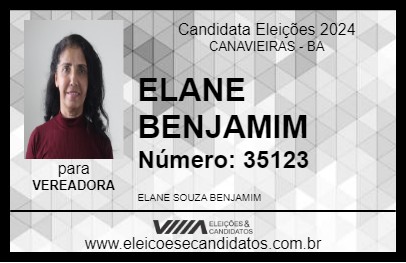 Candidato ELANE BENJAMIM 2024 - CANAVIEIRAS - Eleições