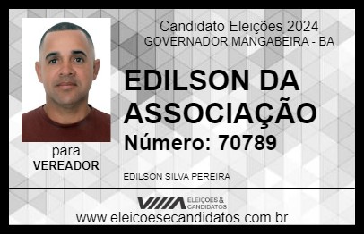 Candidato EDILSON DA ASSOCIAÇÃO 2024 - GOVERNADOR MANGABEIRA - Eleições