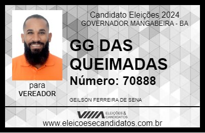 Candidato GG DAS QUEIMADAS 2024 - GOVERNADOR MANGABEIRA - Eleições