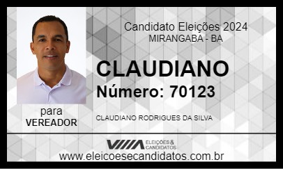 Candidato CLAUDIANO 2024 - MIRANGABA - Eleições