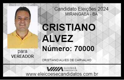 Candidato CRISTTIANO ALVEZ 2024 - MIRANGABA - Eleições