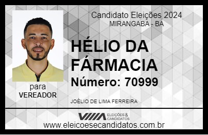 Candidato HÉLIO DA FÁRMACIA 2024 - MIRANGABA - Eleições