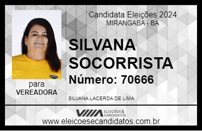 Candidato SILVANA SOCORRISTA 2024 - MIRANGABA - Eleições