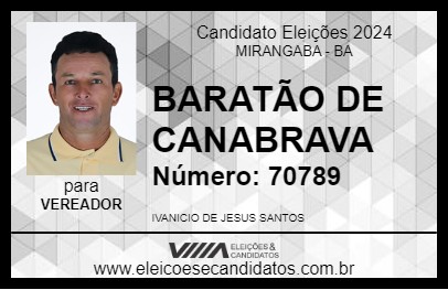 Candidato BARATÃO DE CANABRAVA 2024 - MIRANGABA - Eleições