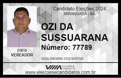 Candidato OZI DA SUSSUARANA 2024 - MIRANGABA - Eleições