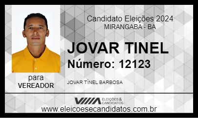 Candidato JOVAR TINEL 2024 - MIRANGABA - Eleições