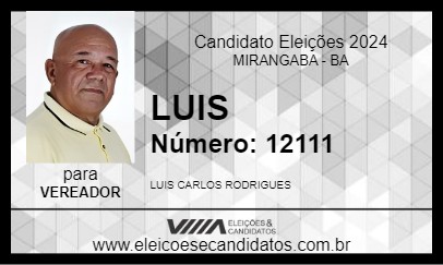 Candidato LUIS 2024 - MIRANGABA - Eleições